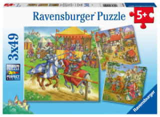 Ravensburger Kinderpuzzle - 05150 Ritterturnier im Mittelalter - Puzzle für Kinder ab 5 Jahren, mit 3x49 Teilen