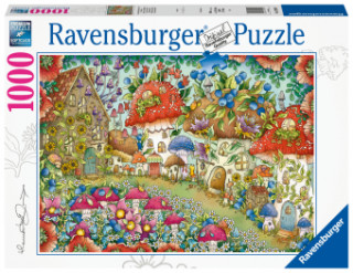 Ravensburger Puzzle - Niedliche Pilzhäuschen in der Blumenwiese - 1000 Teile
