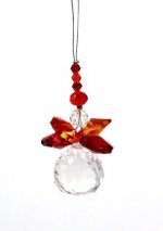 Suncatcher Engel, orange, 5 cm mit Kristallkugel