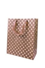 Geschenktüte Natur Punkte Gold, L