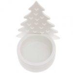 Teelichthalter Tannenbaum, Keramik, weiß