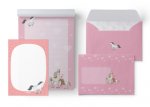 Liniertes Briefpapier-Set für Kinder: Pferde/ Ponys (rosa mit Herzen, Mädchen)
