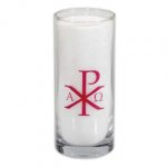 Palmwachs-Osterkerze im Glas »Alpha & Omega«