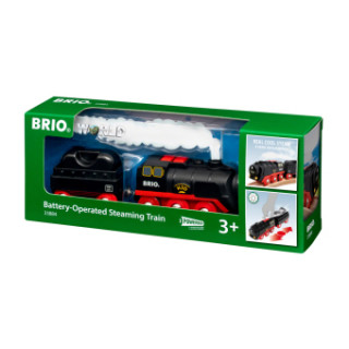 BRIO World 33884 Batterie-Dampflok mit Wassertank - Lokomotive mit echtem kühlen Dampf und Wasserbehälter zum Nachfüllen - Empfohlen ab 3 Jahren