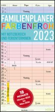 Familienplaner Farbenfroh mit 4 Spalten für 18 Monate 2023 - Familien-Timer 22x45 cm - Offset-Papier - mit Ferienterminen - Wand-Planer - Alpha Editio