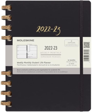 Moleskine 12 Monats Studienplaner Mit Spiralbindung 2022/2023 XL,  Wochen-Monatskalender, Hard Cover, Remake Midnight