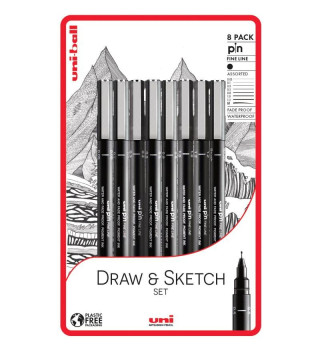 PIN - Draw and Sketch sada 8 ks linerů, černá