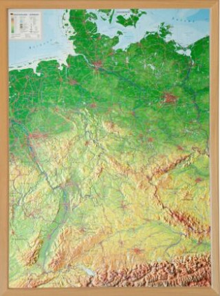 Deutschland, Reliefkarte 1:1.2.000.000 mit Naturholzrahmen
