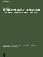 Nachtrag zum Lebenslauf des Epikureers - Philonides