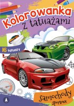 Samochody sportowe. Kolorowanka z tatuażami