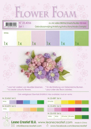 Flower Foam Speciální pěnová guma A4 - pastelové barvy 6 ks