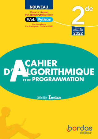 Indice Maths 2de 2022 Cahier d'algorithmique et de programmation élève