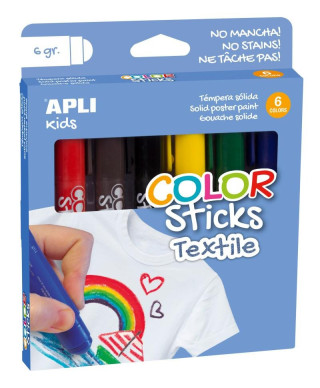 barvy v tyčince na textil, 6 x 6 g, mix barev