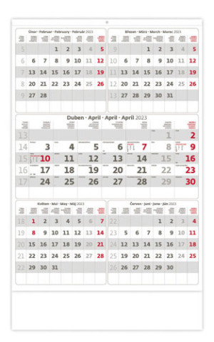 Pětiměsíční šedý 2023 - nástěnný kalendář