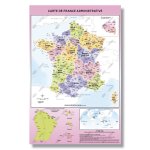 Carte de France Administrative - Modèle Fluorine - Poster Plastifié A0