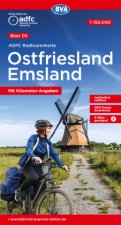 ADFC-Radtourenkarte 5 Ostfriesland / Emsland 1:150.000, reiß- und wetterfest, E-Bike geeignet, GPS-Tracks Download, mit Bett+Bike-Symbolen, mit Kilome