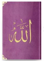 Coran Arabe 14x19 VELOURS avec broderie Allah OR - LILAS