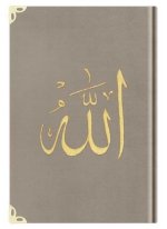 Coran Arabe 14x19 VELOURS avec broderie Allah OR - TAUPE