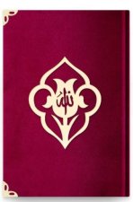 Coran Arabe 14x19 VELOURS avec gravure FLEUR - MARRON