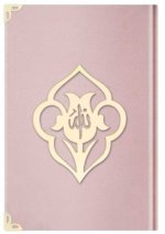 Coran Arabe 14x19 VELOURS avec gravure - ROSE POUDRE