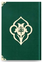 Coran Arabe 14x19 VELOURS avec gravure FLEUR - VERT EMERAUDE