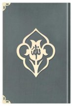 Coran Arabe 14x19 VELOURS avec gravure FLEUR - GRIS FONCE