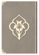 Coran Arabe 14x19 VELOURS avec gravure FLEUR - TAUPE