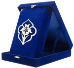 BOITE VELOURS Coran Arabe 14x19 avec ALIF WAW - BLEU NUIT