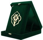 BOITE VELOURS Coran Arabe 14x19 avec ALIF WAW - VERT