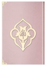 Coran Arabe 8x12 VELOURS avec FLEUR OR - ROSE POUDRE