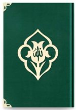 Coran Arabe 8x12 VELOURS avec FLEUR OR - VERT OLIVE