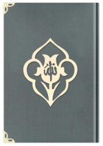 Coran Arabe 8x12 VELOURS avec FLEUR OR - GRIS FONCE
