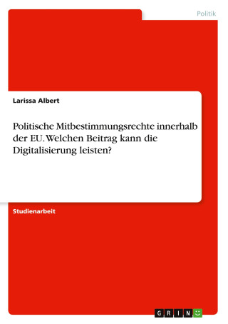 Politische Mitbestimmungsrechte innerhalb der EU. Welchen Beitrag kann die Digitalisierung leisten?