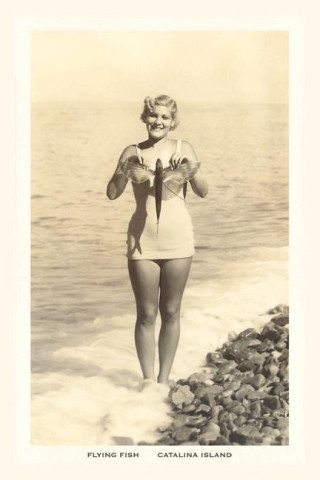 The Vintage Journal Bathing Beauty Holding Flying Fish, Catalina