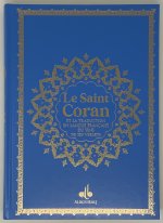 Saint Coran Bilingue cartonnE grande Ecriture (A4 : 20 x 28) -  Bleu ciel