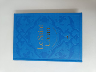Saint Coran Arabe FranCais PhonEtique cartonnE (17 x 24 cm) - Bleu ciel -  Or