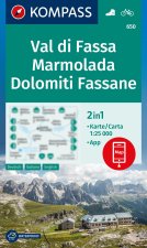 KOMPASS Wanderkarte 650 Val di Fassa, Marmolada, Dolomiti Fassane, 1:25.000