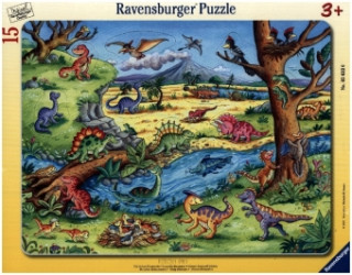 Ravensburger Kinderpuzzle - Die kleinen Dinosaurier - 8-17 Teile Rahmenpuzzle mit Konturstanzung für Kinder ab 3 Jahren
