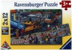 Ravensburger Kinderpuzzle - Straßenbaustelle - 2x12 Teile Puzzle für Kinder ab 3 Jahren