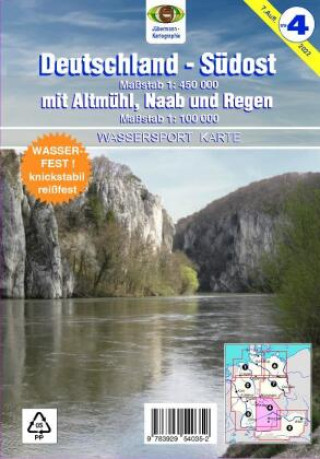 Wassersport-Wanderkarte 04. Deutschland-Südost mit Altmühl, Naab und Regen für Kanu- und Rudersport