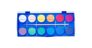 školní vodové barvy, se syntetickým štětcem vel. 4, 12 barev