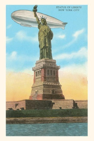 Vintage Journal Blimp and Statue of Liberty, New York City