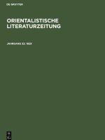 Orientalistische Literaturzeitung, Jahrgang 32, Orientalistische Literaturzeitung (1929)