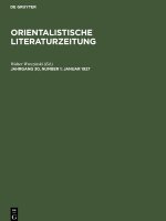 Orientalistische Literaturzeitung, Jahrgang 30, Number 1, Januar 1927