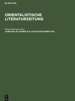 Orientalistische Literaturzeitung, Jahrgang 39, Number 8/9, August/September 1936
