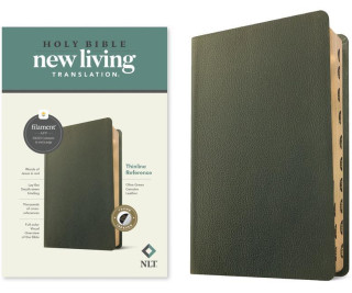 NLT Thinline Reference Bible, Filament Enabled Edition (Red Letter, Genuine Leather, Olive Green, Indexed)