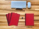 A 5 Notizbuch - Set, 3+1 gratis, Luxury 80 Seiten ROT JUPITER GLITTER-OPTIK, liniert