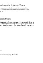 Untersuchung zur Stammbildung des keilschrift-luwischen Nomens