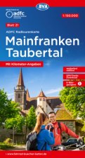 ADFC-Radtourenkarte 21 Mainfranken Taubertal 1:150.000, reiß- und wetterfest, E-Bike geeignet, GPS-Tracks Download, mit Bett+Bike Symbolen, mit Kilome