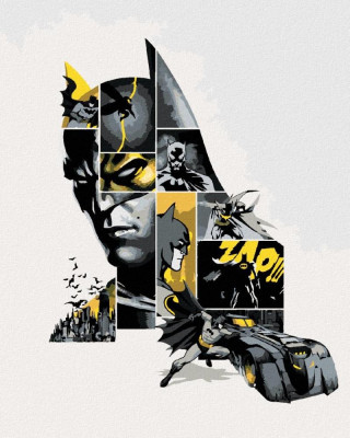 Malování podle čísel 40 x 50 cm Batman - v šedé a žluté